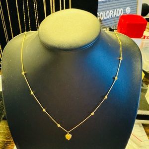 18K Saudi Gold Ball Heart Necklace 18inch